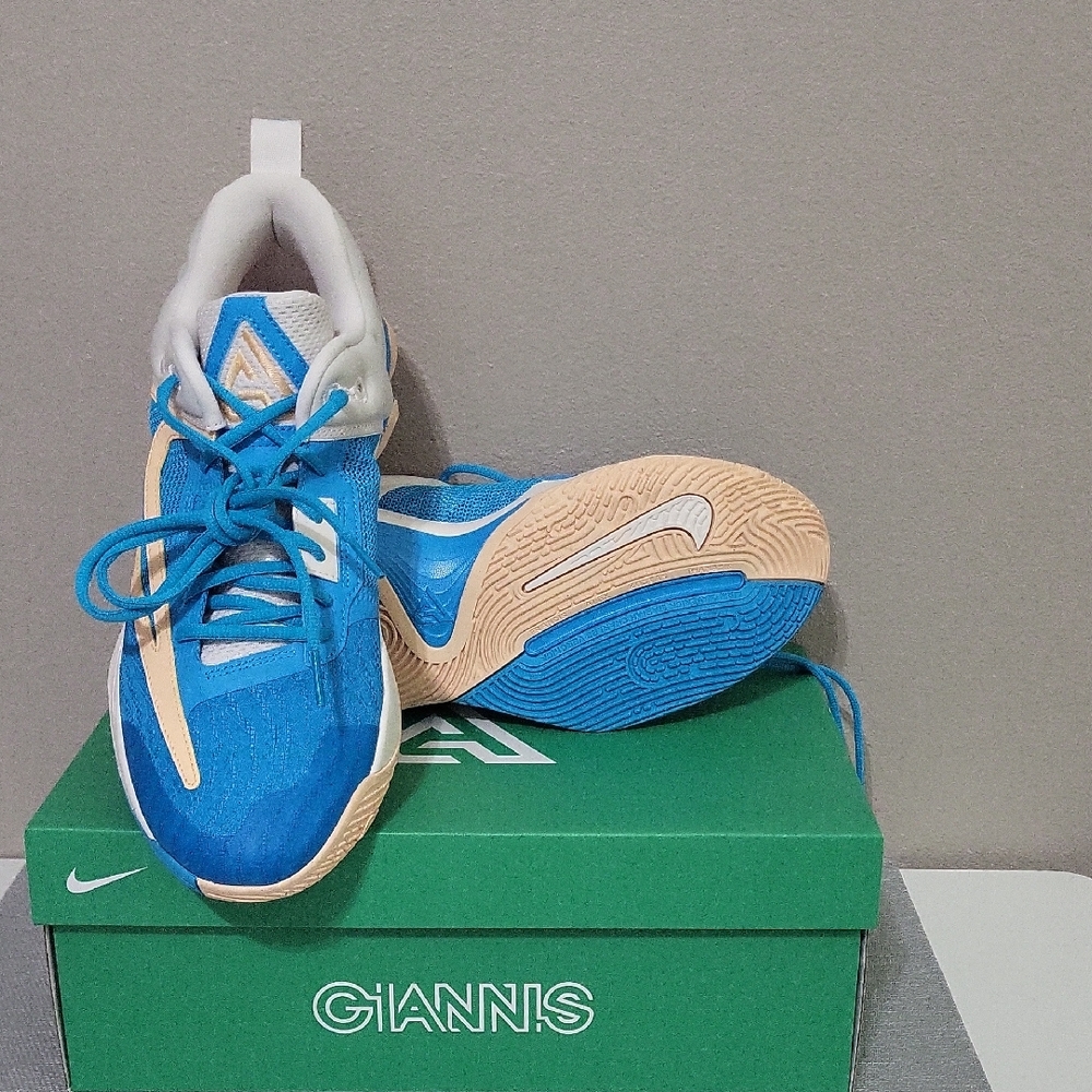 Nike Giannis Blue and Beige Athletic Shoes